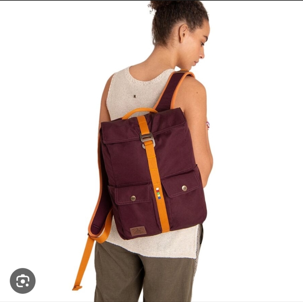 Sherpa Maroon Backpack with Orange Accents